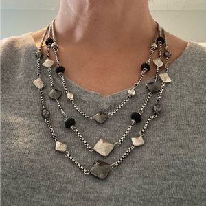 NWT Chicos Triple Strand Silver Metal Necklace